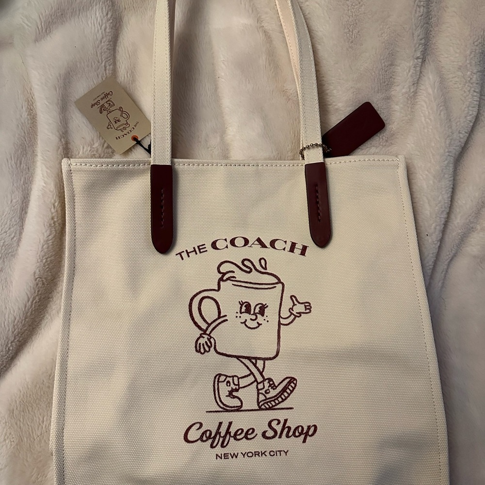 Coach Cream and Brown Coffee Shop Tote